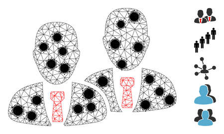 Mesh managers polygonal icon vector illustration, with black infection elements. Carcass model is based on managers flat icon, with virus elements and triangle mesh.のイラスト素材