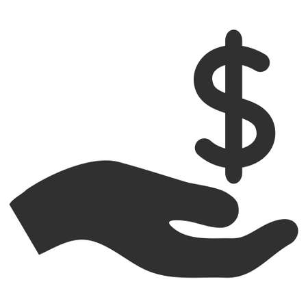 Dollar donation hand icon with flat style. Isolated raster dollar donation hand icon image on a white background.の写真素材