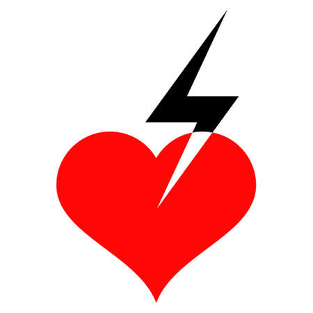 Heart strike icon with flat style. Isolated vector heart strike icon image on a white background.のイラスト素材