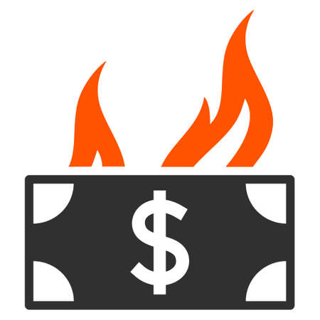 Burn dollar bill icon with flat style. Isolated vector burn dollar bill icon image on a white background.のイラスト素材
