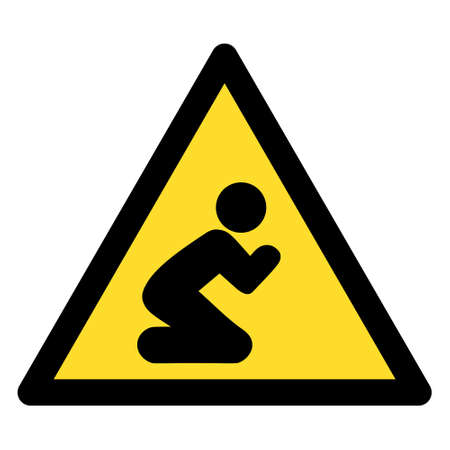 Praying person warning icon with flat style. Isolated vector praying person warning icon image on a white background.のイラスト素材