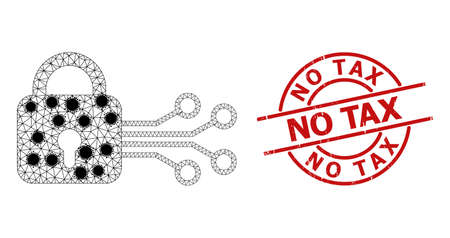 Mesh digital lock polygonal icon vector illustration, with black infectious centers. Model is based on digital lock flat icon, with coronavirus centers and triangular mesh.のイラスト素材