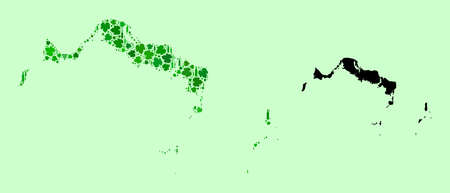 Vector Map of Turks and Caicos Islands. Collage of green grapes, wine bottles. Map of Turks and Caicos Islands mosaic created with bottles, grapes, green leaves.のイラスト素材