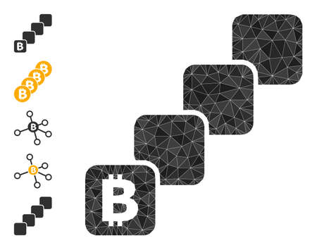 Triangle bitcoin blockchain polygonal icon illustration, and similar icons. Bitcoin Blockchain is filled with triangles. Low-poly bitcoin blockchain combined with random color triangles.のイラスト素材