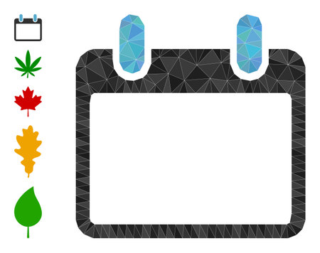 Triangle calendar leaf polygonal 2d illustration, and similar icons. Calendar Leaf is filled with triangles. Lowpoly calendar leaf constructed with random filled triangles.のイラスト素材