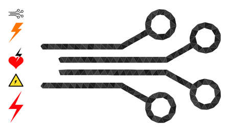 Triangle electrical connectors polygonal icon illustration, and similar icons. Electrical Connectors is filled with triangles. Lowpoly electrical connectors combined with scattered color triangles.のイラスト素材