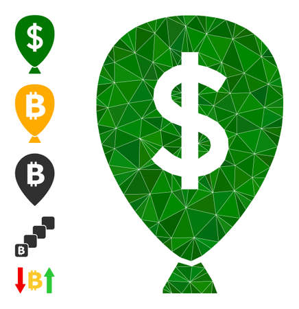 Triangle financial inflation balloon polygonal icon illustration, and similar icons. Financial Inflation Balloon is filled with triangles.のイラスト素材