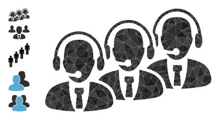 Triangle call center staff polygonal icon illustration, and similar icons. Call Center Staff is filled with triangles. Low-poly call center staff constructed with chaotic filled triangles.のイラスト素材