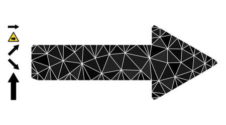 Triangle right arrow polygonal symbol illustration, and similar icons. Right Arrow is filled with triangles. Low-poly right arrow combined with randomized filled triangles.のイラスト素材