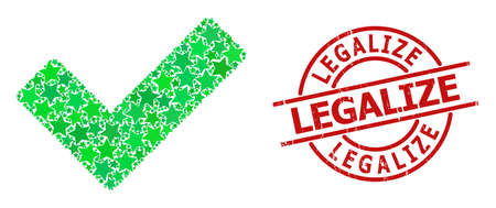 True star mosaic and grunge Legalize badge. Red watermark with unclean style and Legalize slogan inside circle. Abstract true mosaic is created with random flat star parts.のイラスト素材