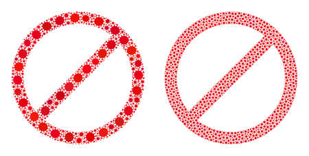 Vector covid-2019 mosaic forbid constructed for lockdown illustrations. Mosaic forbid is based on icon and it is formed with biological hazard covid-2019 pathogen icons.のイラスト素材