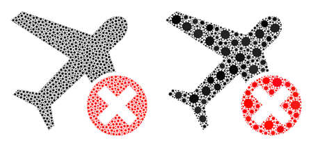 Vector covid-2019 mosaic closed airplane organized for medicare applications. Mosaic closed airplane is based on icon and it is organized of biohazard covid-2019 infection elements.のイラスト素材