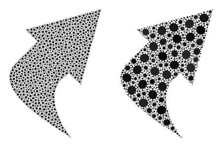 Vector covid-2019 composition upload arrow created for lockdown wallpapers. Mosaic upload arrow is based on icon and it is designed with biological hazard covid-2019 pathogen cells.のイラスト素材