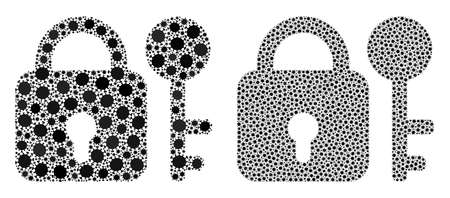 Vector covid mosaic secrecy organized for lockdown advertisement. Mosaic secrecy is based on icon and it is created from biological hazard covid viral cells. Mosaic secrecy created of viral elements.のイラスト素材