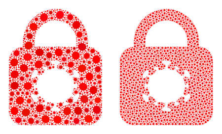 Vector covid-2019 mosaic virus lock done for pandemic applications. Mosaic virus lock is based on icon and it is organized of biological hazard covid-2019 viral parts.のイラスト素材