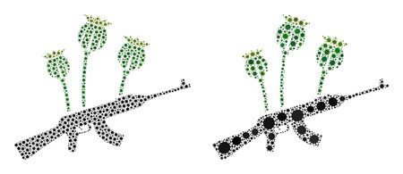 Vector covid mosaic opium poppy crime combined for clinic illustrations. Mosaic opium poppy crime is based on icon and it is designed of biohazard covid infection items.のイラスト素材