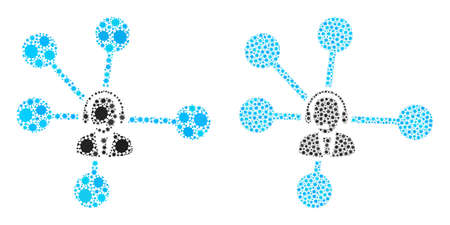 Vector coronavirus mosaic operator relations combined for hospital posters. Mosaic operator relations is based on icon and it is composed of biological hazard covid-2019 viral cells.のイラスト素材