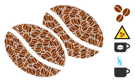 Vector coffee beans collage is made from randomized recursive coffee beans elements. Recursive collage from coffee beans.のイラスト素材