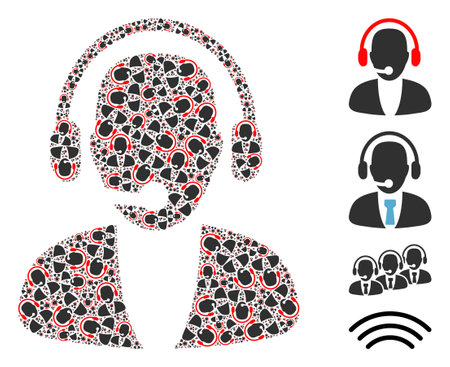 Vector online operator collage is done with repeating recursive online operator icons. Recursive collage from online operator.のイラスト素材