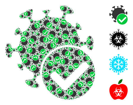 Vector virus confirmed collage is constructed from repeating fractal virus confirmed pictograms. Fractal collage from virus confirmed.のイラスト素材