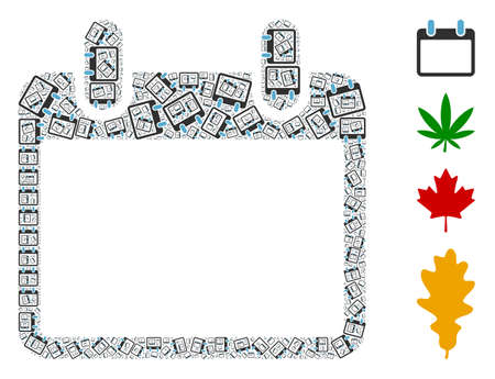 Vector calendar leaf fractal is done of randomized recursive calendar leaf pictograms. Recursive collage of calendar leaf.のイラスト素材