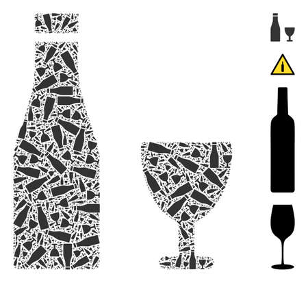 Vector alcohol drinks fractal is organized of scattered itself alcohol drinks elements. Fractal collage of alcohol drinks.のイラスト素材