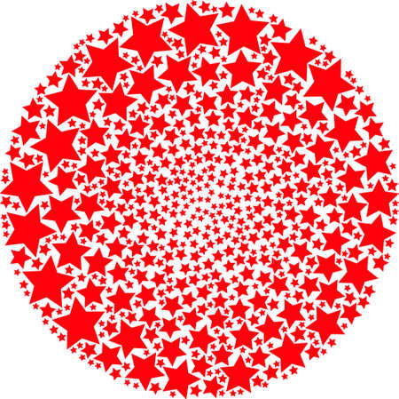 Star icon cyclone spheric mosaic. Star symbols are arranged into spheric cycle vector illustration. Abstraction spheric cluster collage organized from regular star symbols.のイラスト素材