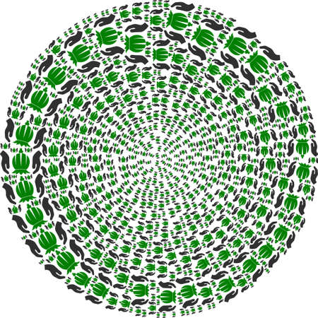 Poppy care hands icon rotation spheric composition. Poppy care hands elements are arranged into spheric curl vector illustration.のイラスト素材