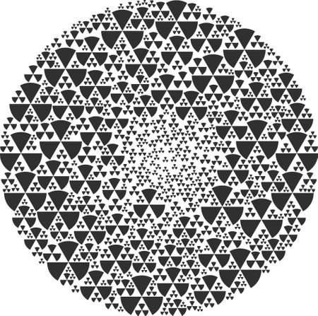 Circle sectors icon centrifugal spheric mosaic. Circle sectors symbols are formed into circle twist mosaic structure. Abstract spheric cluster mosaic is designed from regular circle sectors symbols.のイラスト素材