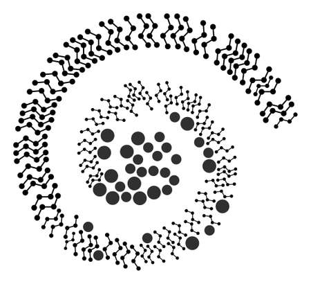 Chart icon spiral stream mosaic. Chart symbols are formed into spiral mosaic structure. Abstraction spiral created from randomized chart icons.のイラスト素材