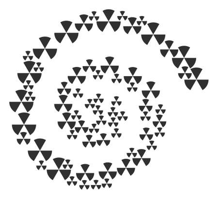 Circle sectors icon spiral collage. Circle sectors items are composed into cycle vector illustration. Abstract twist is designed from random circle sectors items.のイラスト素材