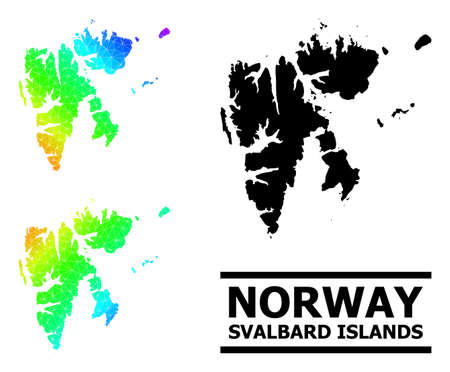 Vector low-poly spectrum colored map of Svalbard Islands with diagonal gradient. Triangulated map of Svalbard Islands polygonal illustration.のイラスト素材