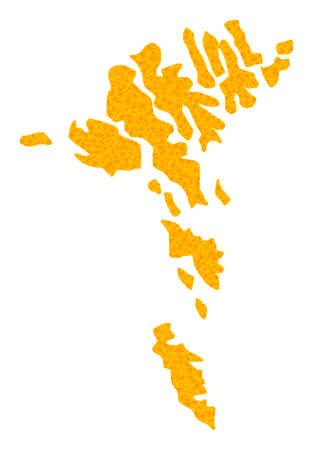 Vector Golden map of Faroe Islands. Map of Faroe Islands is isolated on a white background. Golden items texture based on solid yellow map of Faroe Islands.のイラスト素材