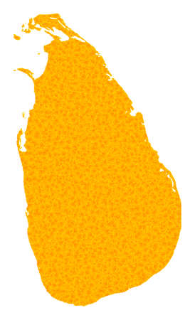 Vector Gold map of Sri Lanka. Map of Sri Lanka is isolated on a white background. Gold particles pattern based on solid yellow map of Sri Lanka.の写真素材