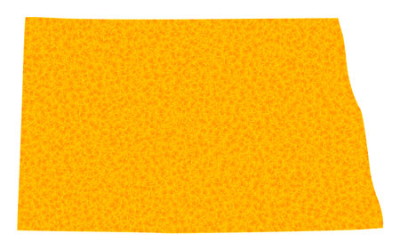 Vector Gold map of North Dakota State. Map of North Dakota State is isolated on a white background. Gold particles pattern based on solid yellow map of North Dakota State.のイラスト素材