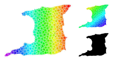 Spectrum gradiented starred collage map of Trinidad Island. Vector vibrant map of Trinidad Island with spectrum gradients.のイラスト素材