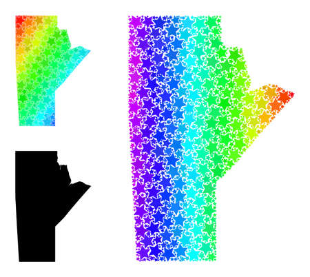 Rainbow gradiented stars mosaic map of Manitoba Province. Vector colorful map of Manitoba Province with spectral gradients.のイラスト素材