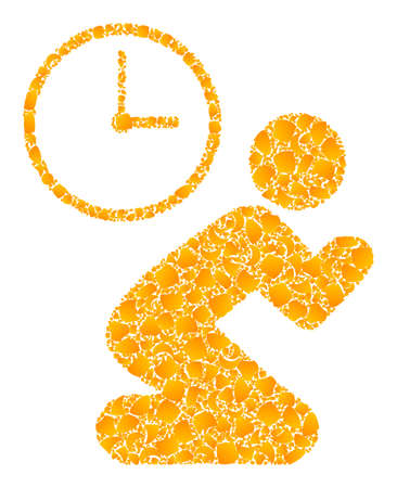 Vector golden pray time mosaic icon. Pray time is isolated on a white background. Golden items collage based on pray time icon. Collage pray time iconic image is formed of yellow items.のイラスト素材