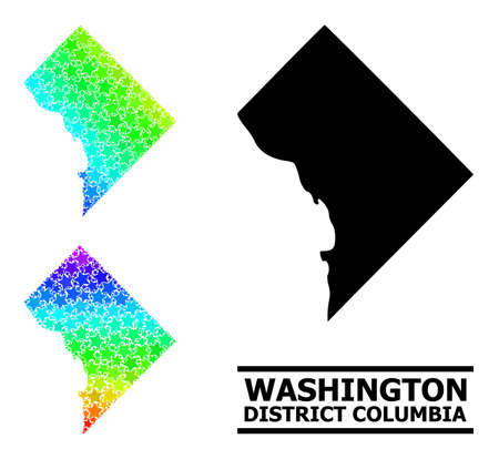 Rainbow gradiented star mosaic map of District Columbia. Vector colored map of District Columbia with rainbow gradients.のイラスト素材