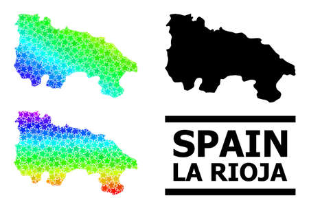 Rainbow gradiented star collage map of La Rioja Spanish Province. Vector vibrant map of La Rioja Spanish Province with spectrum gradients.のイラスト素材