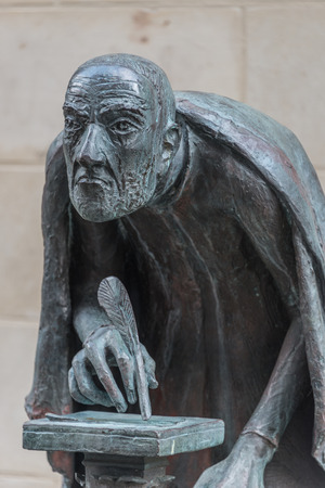Statue of a catholic penman at Chapel Saint Magdalena at Petri Church in Magdeburg, Germany, 2014の写真素材