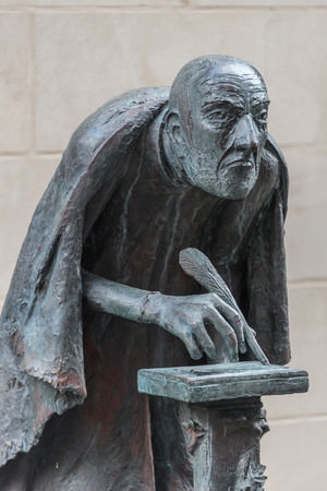Statue of a catholic penman at Chapel Saint Magdalena at Petri Church in Magdeburg, Germany, 2014の写真素材