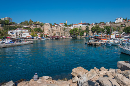 Old harbor and downtown called Marina in Antalya, Turkey, 2014のeditorial素材