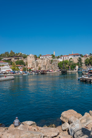 Old harbor and downtown called Marina in Antalya, Turkey, 2014のeditorial素材