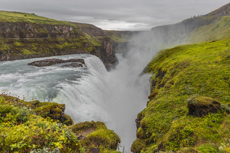 Wonderful waterfall Gullfoss in Iceland, summer, 2015の写真素材