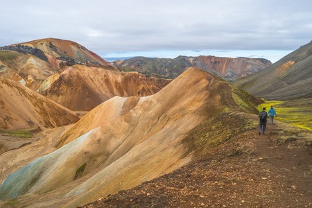 Landmannalaugar colorful  mountains in Iceland, summer time, 2016の写真素材