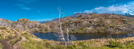 Torres del Paine National Park, Chile, Patagonia, Autumnの写真素材