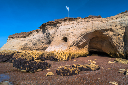 Beach nearby Puerto Madryn city in Patagonia, South Americaの写真素材