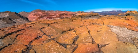 Panoramic view of Askja caldera in highlands of Iceland, summer time, 2017の写真素材