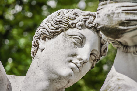 Statue of lovely Nymphs at Rosenstein park in Stuttgart, Germany, close up, details
